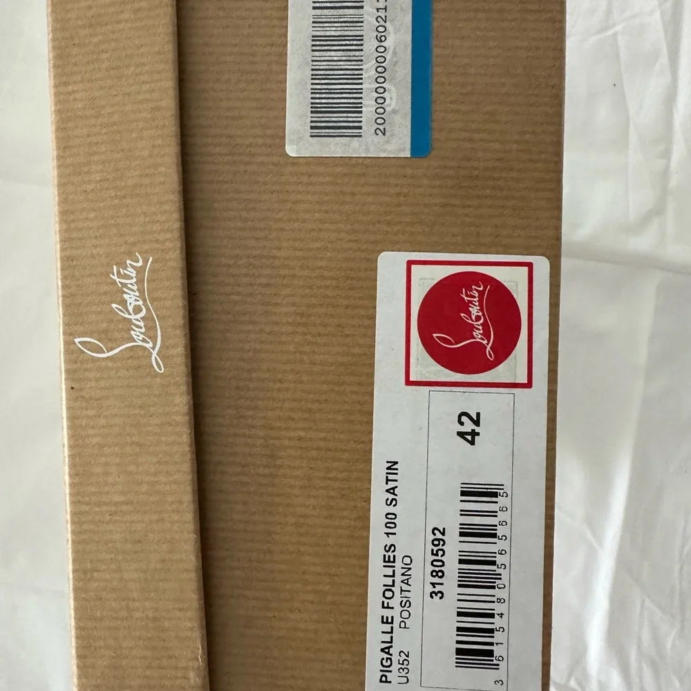 Brand New Christian Louboutin Blue Satin Pigalle Follies Pumps 100 - Picture 4 of 9